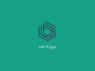 Vertigo Logomark brand graphic design hexagon logo vertigo