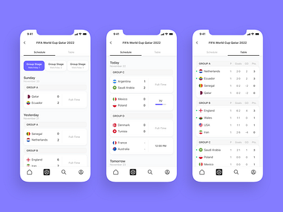 Live score app - world cup 2022 2022 app app design concept design football football app live score mobile app qatar 2022 soccer sport app ui ui design ux ux design world cup 2022