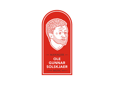 Ole Gunnar Solskjaer badgedesign design football illustration line manager manchester united mufc portrait red red devils soccer typography vector