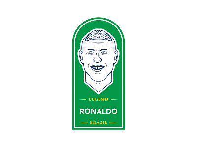 Ronaldo 2002 9 badgedesign blue brazil brazilian design football green legend line portrait ronaldo soccer vector yellow