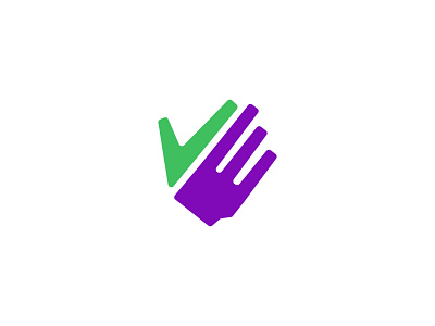 Hand Check branding branding design checkmark design green hand logo logodesign logomark minimal purple vector