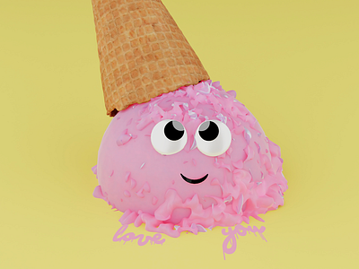 Heladito 3d blender cute ice cream smile