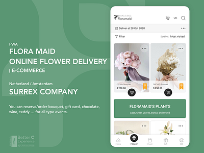 Online Flower Delivery - PWA | Floramaid - Netherland branding ecommerce illustration logo productdesign pwa ui ux vector