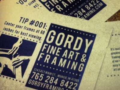 Gordy Fine Art & Framing Card design print tip