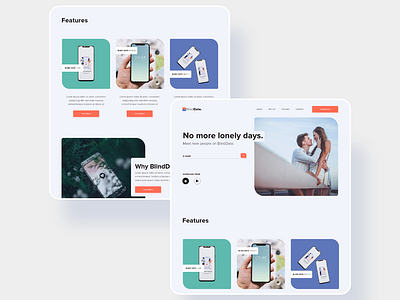 BlindDate Landing Page app branding clean design homepage landingpage lettering mobileuidesign uidesign typography ui uidesign uiux ux web webdesign website website design webuiuxdesign