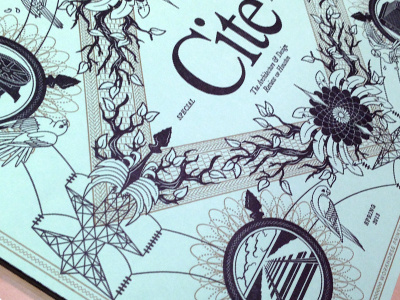 Printed Cite Magazine cover illustration letterpress