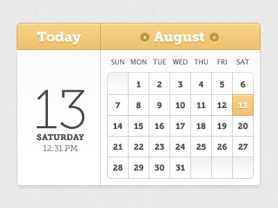 Calendar UI calendar chunky date gradient orange texture toolkit type typography ui ui toolkit white yellow