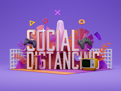 Social Distancing art direction blender game motion graphics playstation render stay home tv work from home