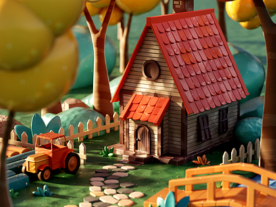 Little House 3d illustration 3d modeling artdirection blender 3d illustration low poly stylized