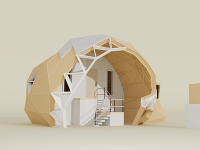 Minimalist Bungalow 3dmodeling architechture artdirection blender 3d cinema 4d design low poly voxel voxelart