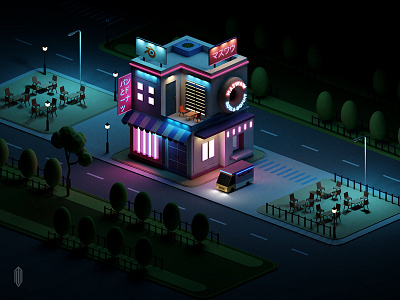 Donut Store 3dmodeling architechture artdirection blender 3d blender3d cinema 4d design isometric low poly voxel voxelart