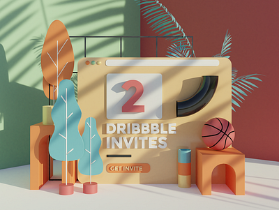 Dribbble Invites art direction artdirection blender 3d graphic design illustration low poly