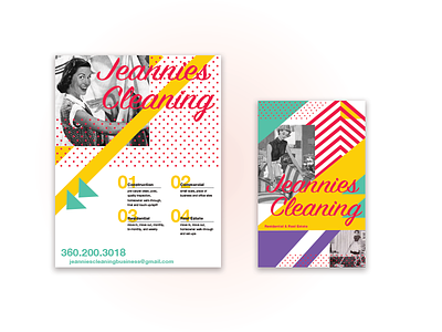 Promotional Flyer & Rack Card for Cleaning Business bold branding bright cleaning colorful flyer geometric marketing promotion vintage
