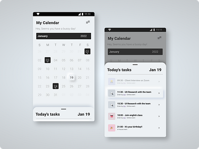 Calendar UI design app app black and white calendar calendar app design neumorphism ui ux