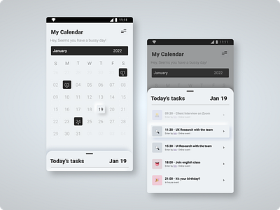 Calendar UI design app