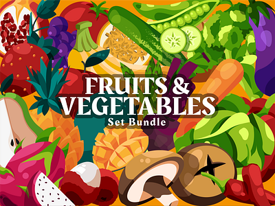 Fruit & Vegetables Illustration design farm fruit graphic design header illustration icon icons illustration logo ui vector vegetables web