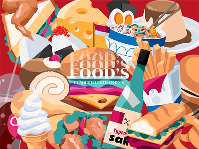 Pack of Foods Illustrations branding design flat foods graphic design header illustration icon icons icons pack illustration ui web