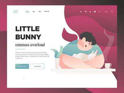 Little Bunny animal branding bunny design flat graphic design header illustration illustration illustrator love pet pets rabbit ui ux vector web website