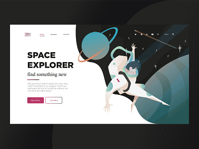 Space Explorer astronauts branding design flat graphic design header illustration illustration illustrator space ui universe ux vector web website