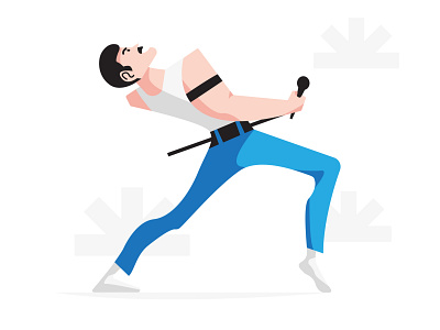 Freddie Mercury character character design design flat graphic design header illustration illustration music ui vector web website