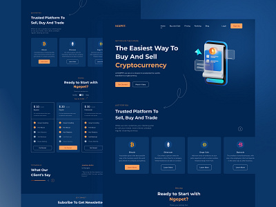 Cryptocurrency Landing Page 3d illustration app crypto cryptocurrency landing page currency design flat illustration landing page minimal nft popular ui ux wireframe