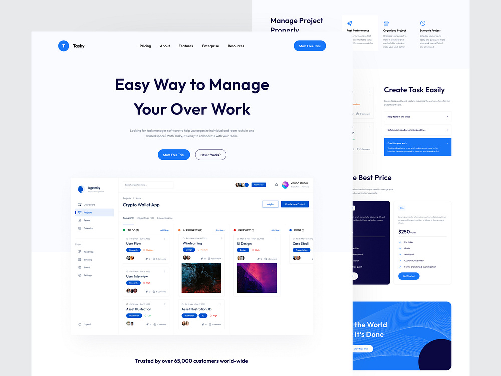 Tasky - Project Management Landing Page by Faiza Mubarak for Talkin ...