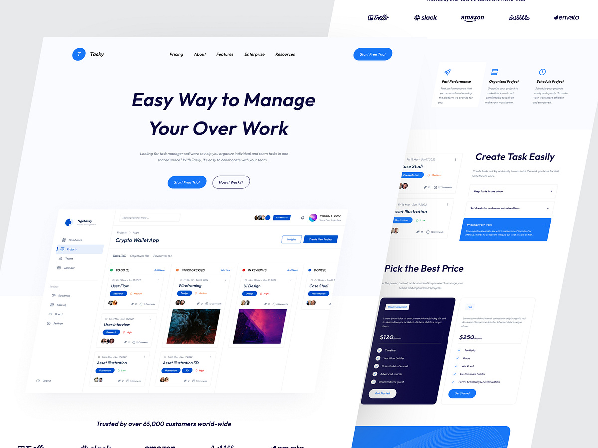 Tasky - Project Management Landing Page by Faiza Mubarak for Talkin ...