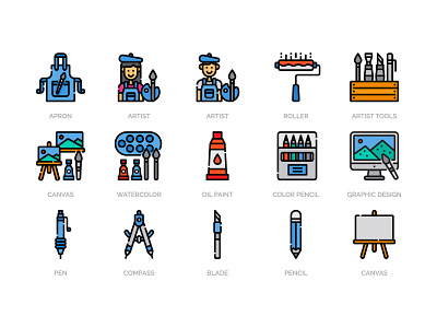 ARTIST artist design graphic design icon icon set icons illustration painter vector