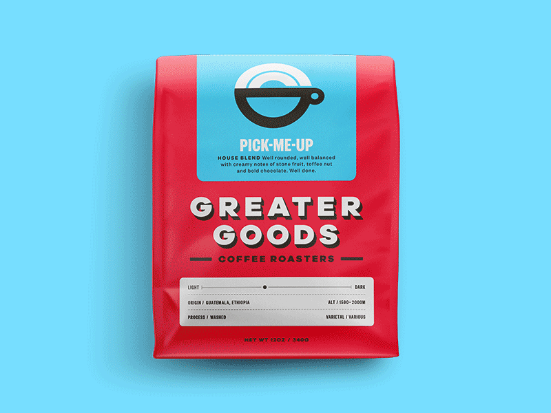Greater Goods Coffee branding design packaging