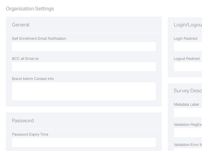 Org Settings Before and After admin flat form inputs settings ui ux