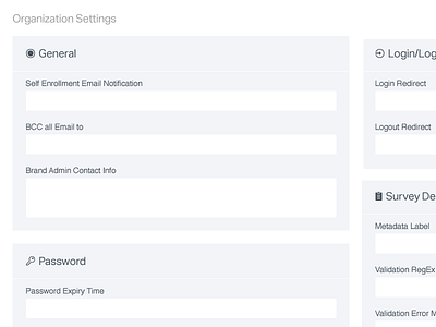 Org Settings V2 clean flat form minimal settings ui ux