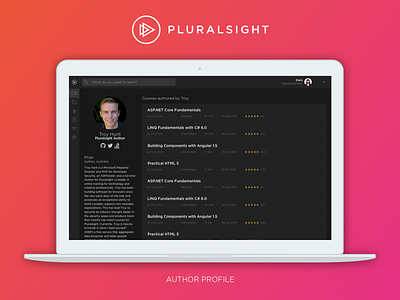Pluralsight Author Profile dark ui pluralsight profile