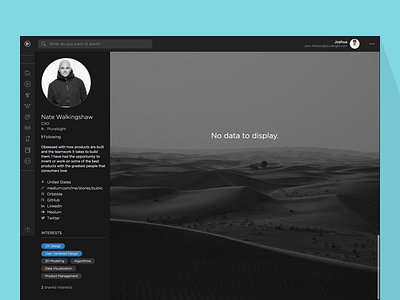 Empty State dark ui desert empty state pluralsight profile side nav ui ux