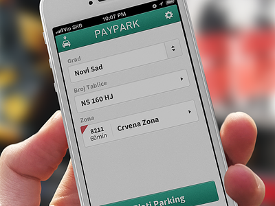 Parking app 5 aplication app car city green interface iphone novi sad parking zone