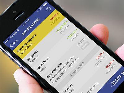Bank App for iPhone app balance bank interface iphone money notification price ui