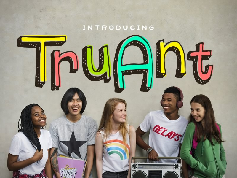 Truant drawing sketch scribble retro 90s handdrawn font