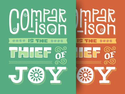 Comparison green orange typography