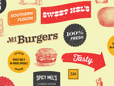 Sweet Mel's Pattern bar burgers food grill pattern restaurant southern stickers vintage