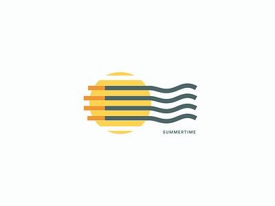 Summertime flat geometric illustration postmark shapes stamp summer summertime