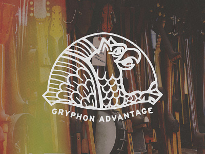 Gryphon Advantage badge badgehunting brand branding guitars illustration instrument stamp texture vintage