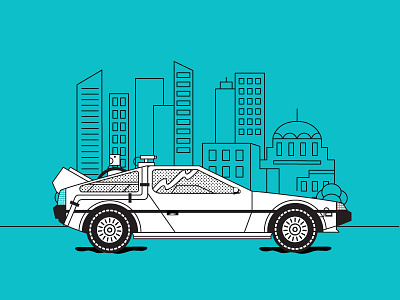 Where We’re Going, We DO Need Roads car delorean illustration movie time travel vector