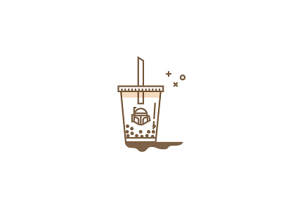 Boba Fett boba bubble tea cup drink illustration star wars tapioca vector