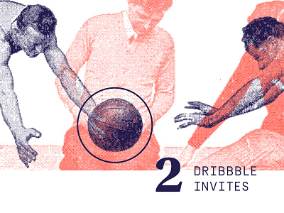 Two Dribbble Invitations dribbble halftone invite texture vector