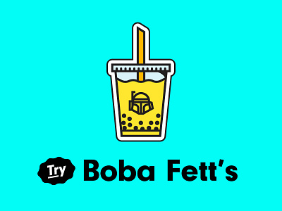 Boba Fett's Milk Tea Magnet boba cup drink illustration magnet straw tea vector