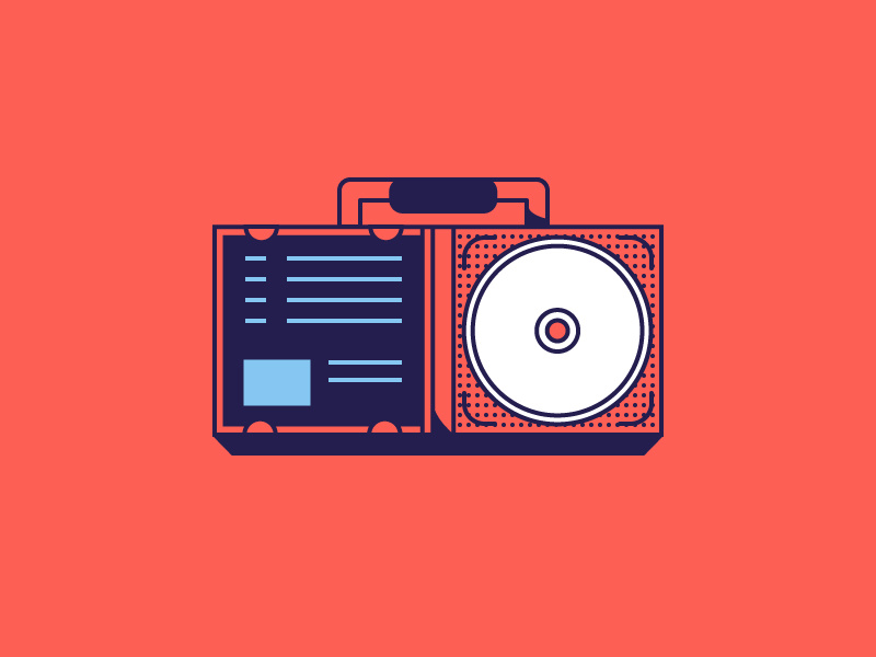 Laser Disc Boombox speakers music cd halftone texture illustration vector