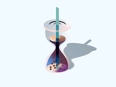 It's Boba Time boba drink hourglass illustration isometric mini vector
