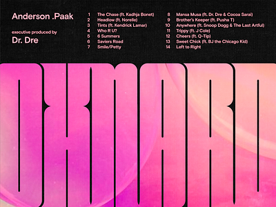 Oxnard album art anderson paak condensed music retro texture tracklist type typography vector