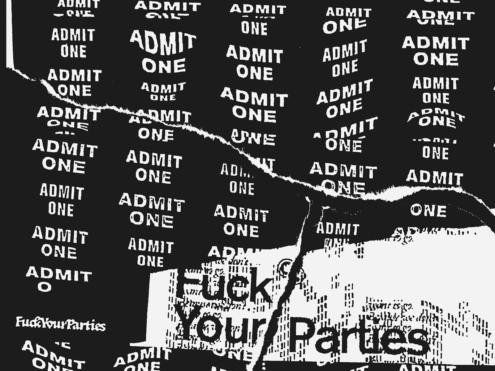 Admit One 🎟 layout poster retro rips tear texture type typography
