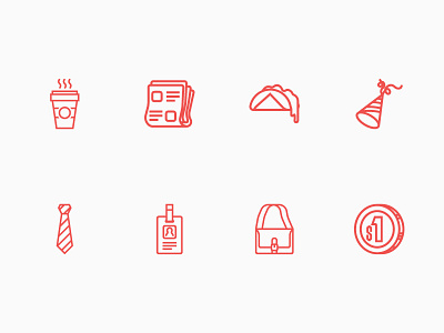 Iconset bold design godinez icons line office party red