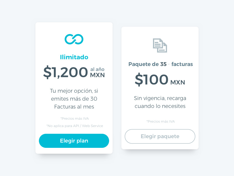 Pricing Tables web ux ui clean bold cyan shadows flat pricing